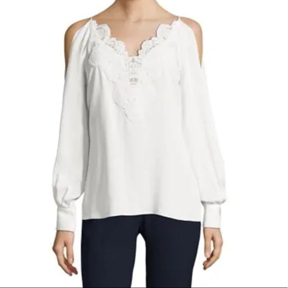 Elie Tahari Tops - ✨Cold Shoulder Paisley Silk Blouse✨